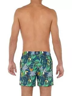 Яркие купальные шорты с принтом в виде пышных растений и туканов синего цвета Hom 402562cp0ra